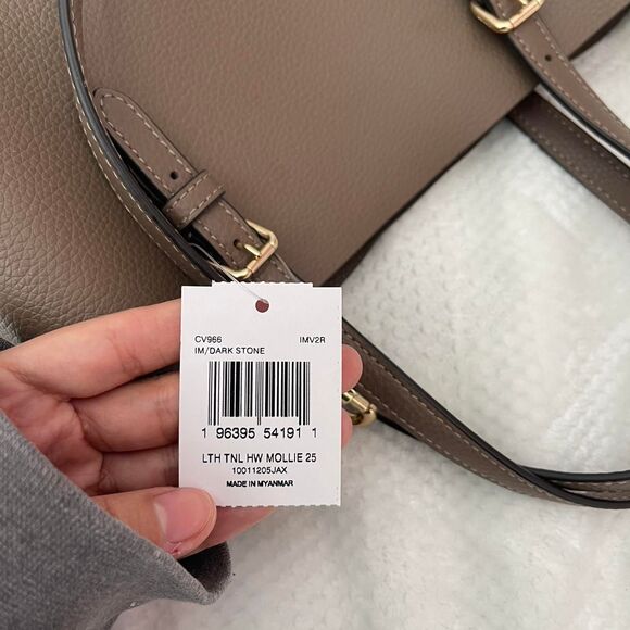 COACH MOLLIE 25 LEATHER TOTE BAG (DARK STONE) - Picture 6 of 7